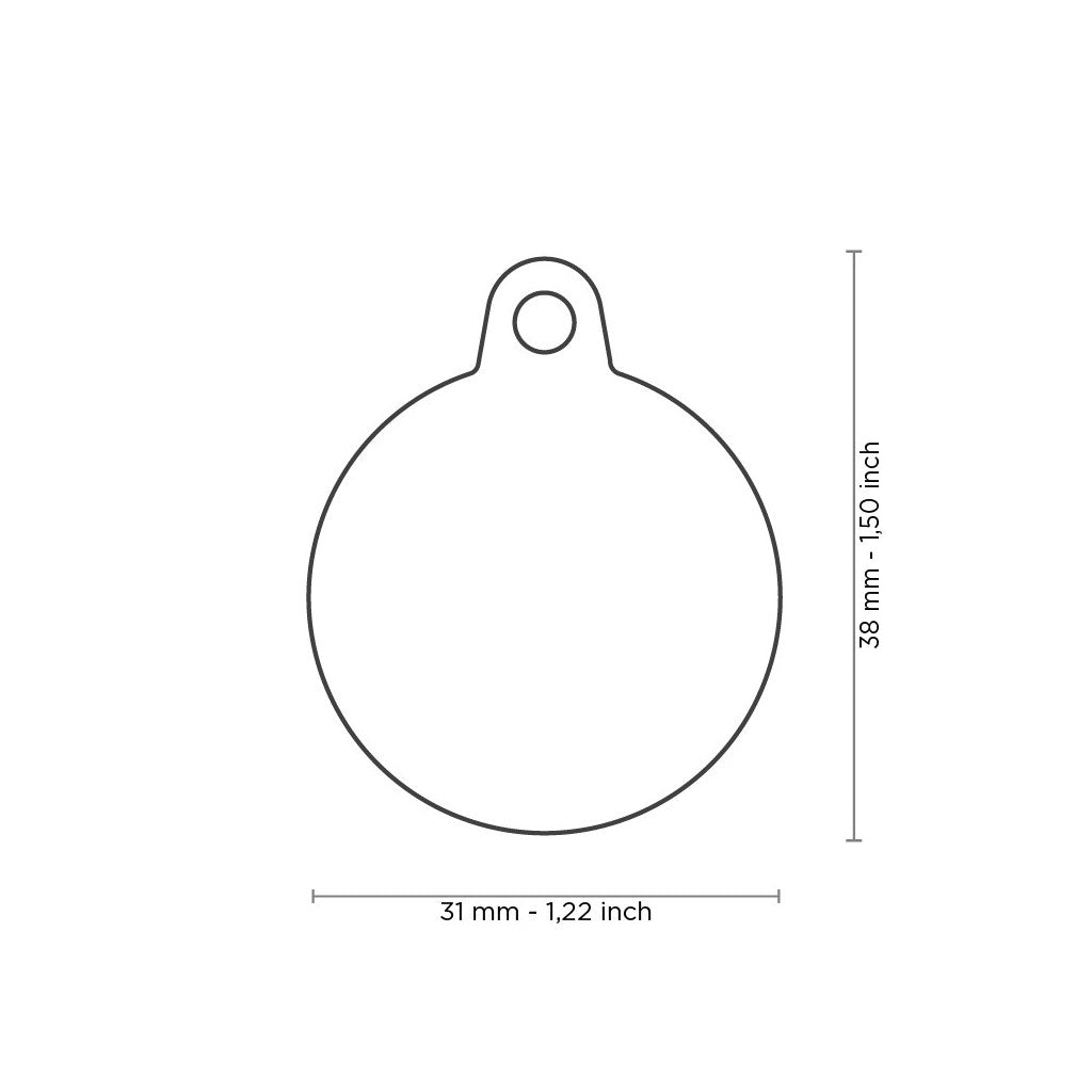 Placa ID Silenciosa de Aluminio Azul en Forma de Círculo para Perros | MyFamily