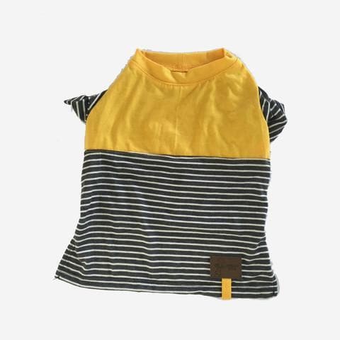 Camiseta Ligera para Perros en Amarillo con Rallas 100% Algodón - Ropa para Perros