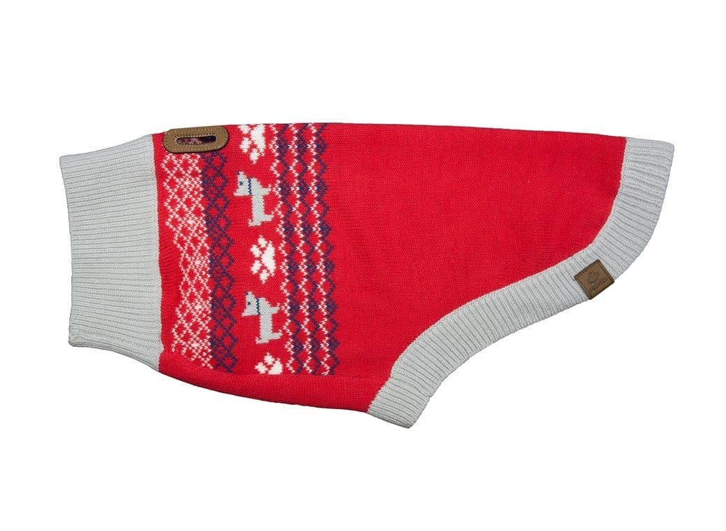 Suéter para Perros Patitas de Nieve en Rojo