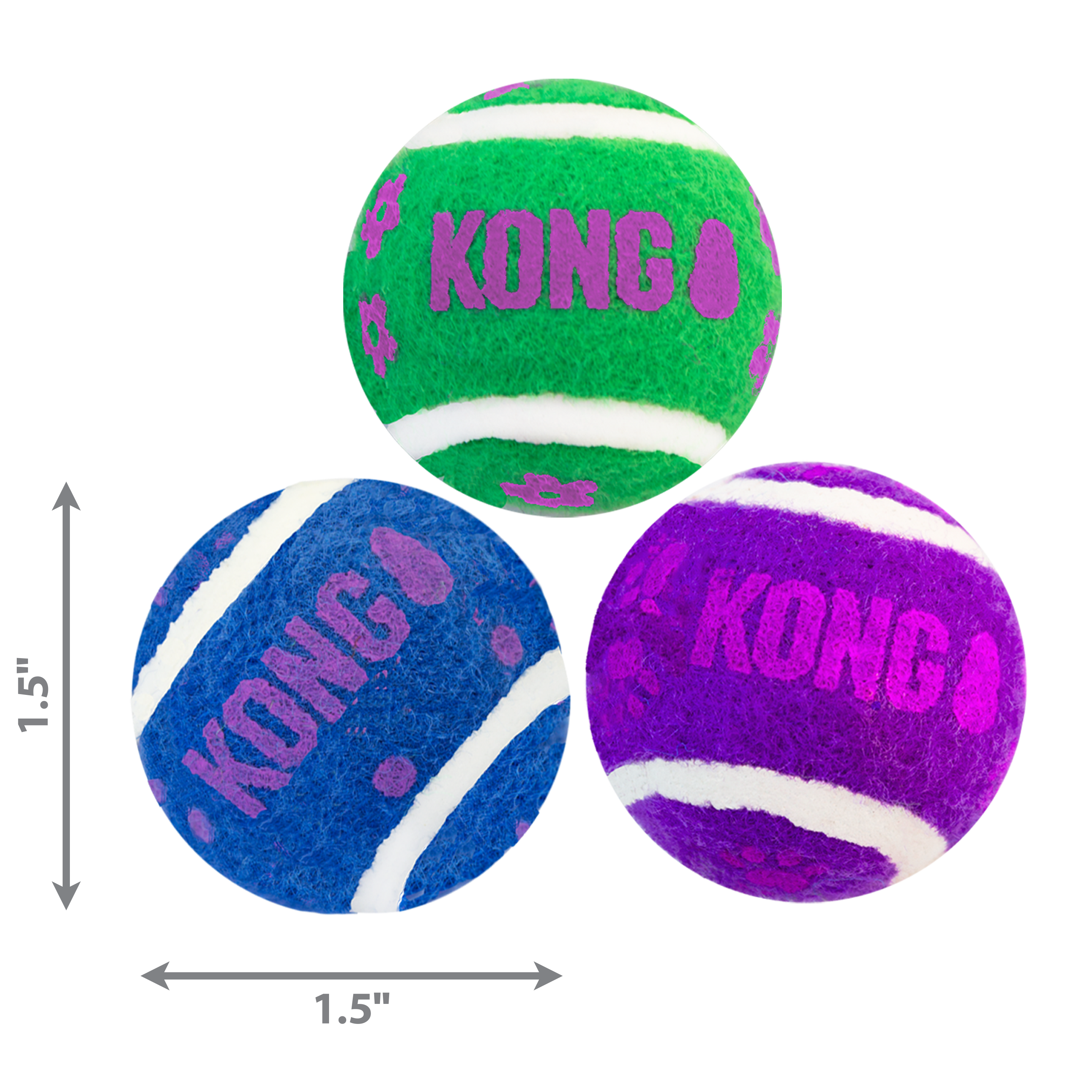 3 Tennis Ball c/Bells - 3 pelotas con Sonaja de Juguete para Gatos de Kong