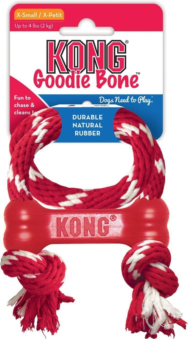 Hueso de caucho con cuerda - Juguete Kong Goodie Bone