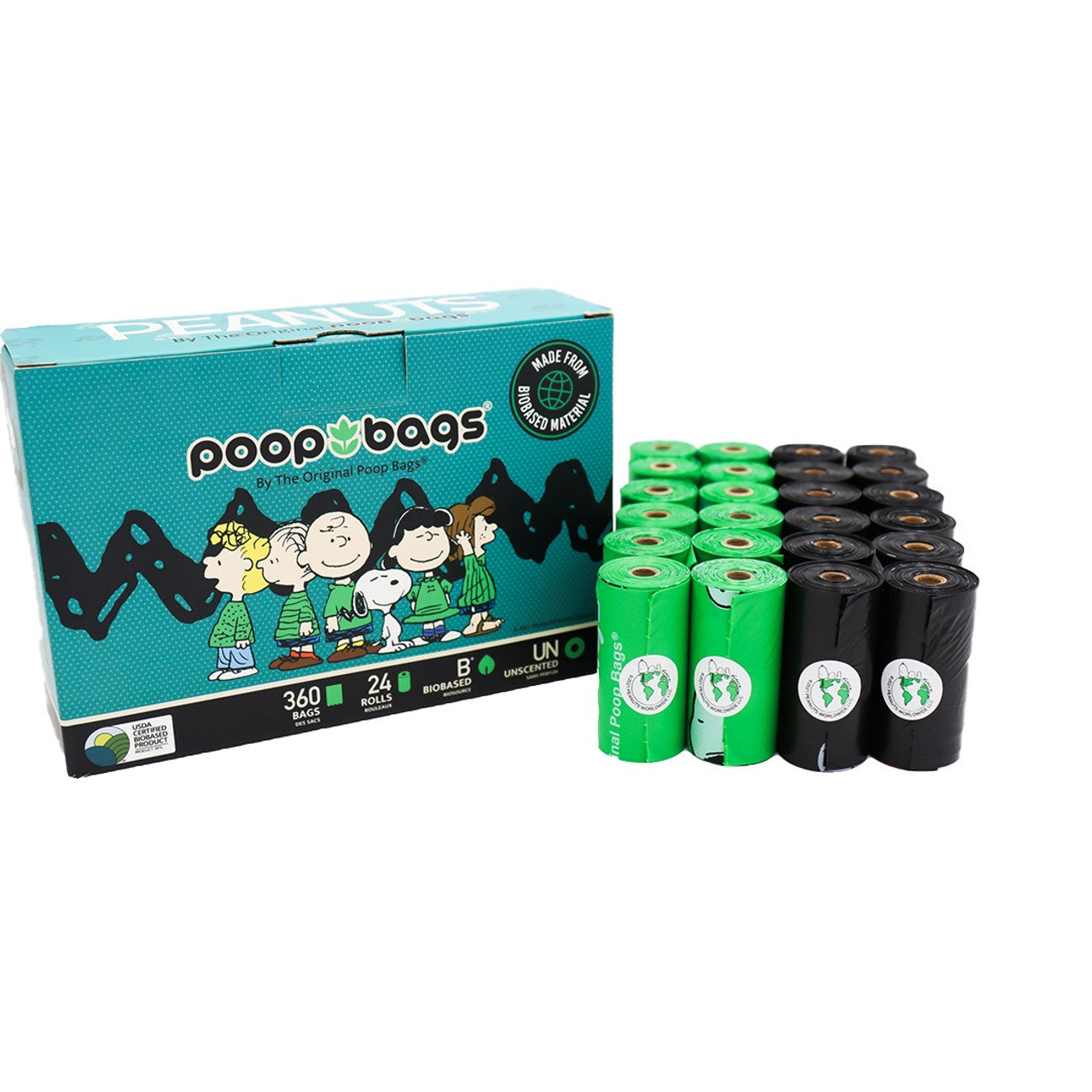 360 Bolsas p/Popo - Poop Bags de Snoopy (24 Rollos con 15 Bolsas)