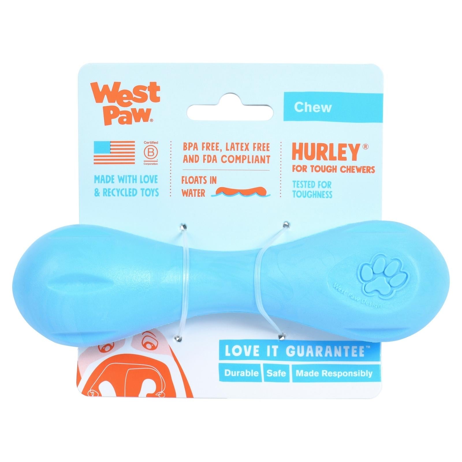HURLEY de West Paw® color Azul - Hueso de Juguete para Perros
