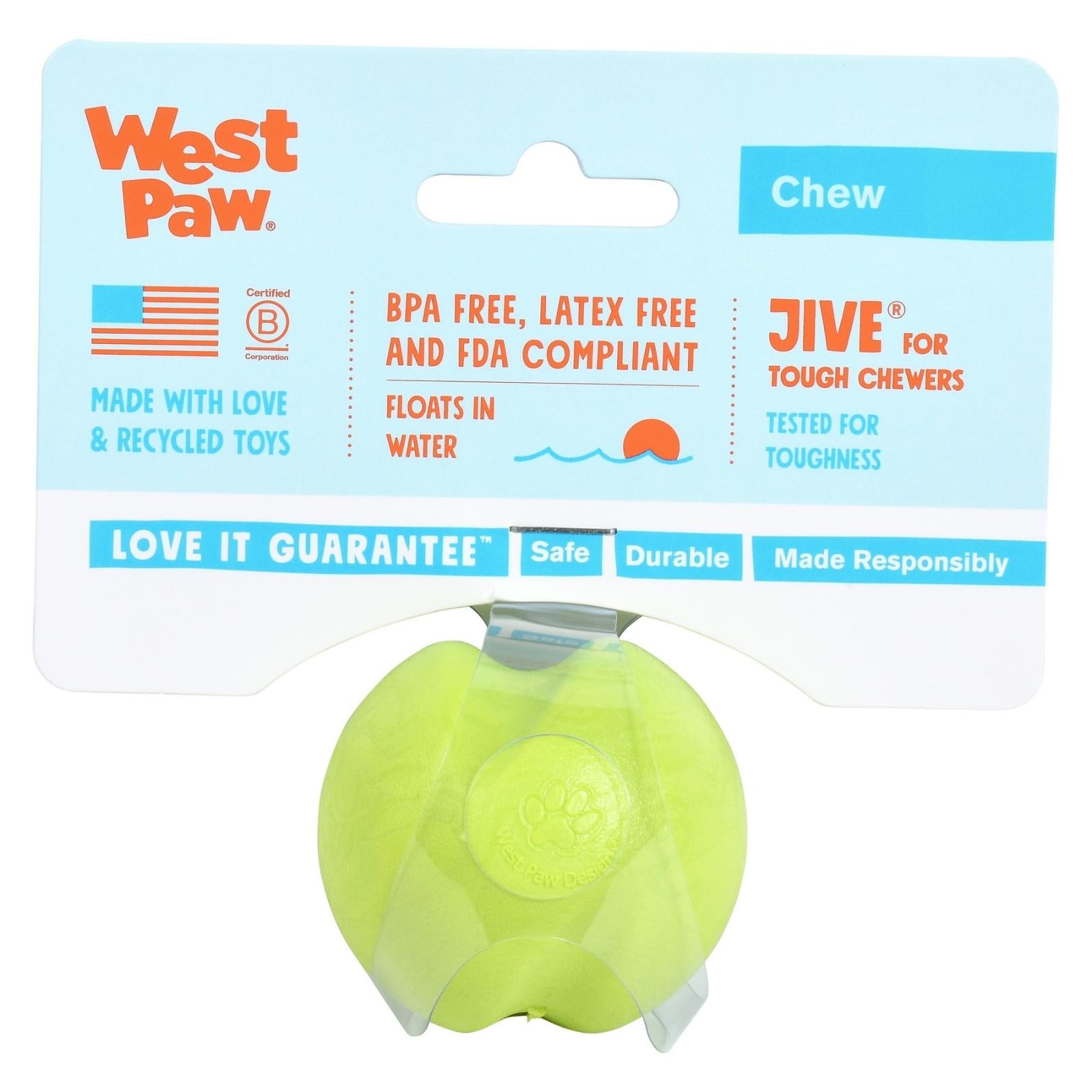 JIVE de West Paw® color Verde - Pelota de Juguete para Perros