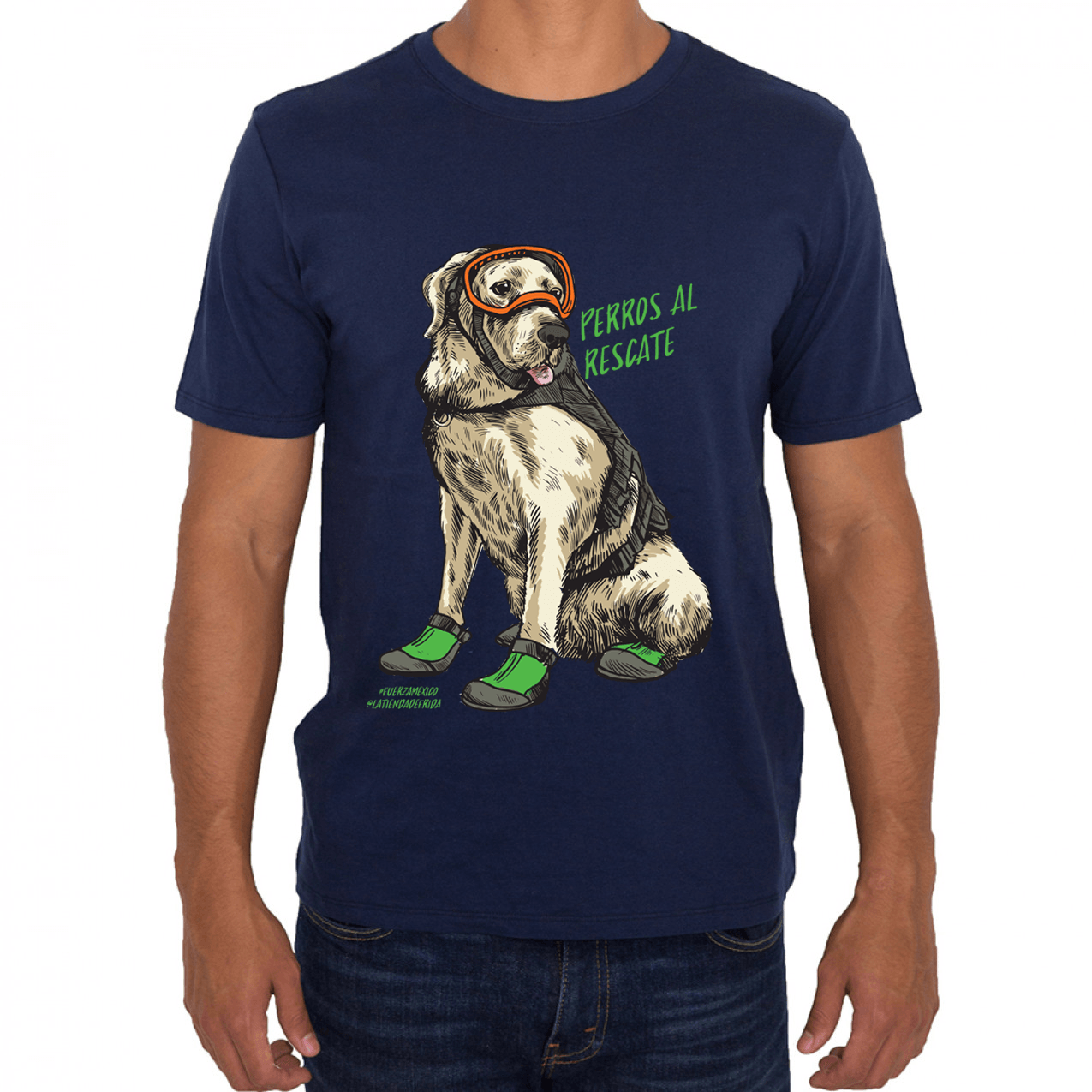 Camiseta Caballero para Perros al Rescate: Frida la Labrador en Azul Marino