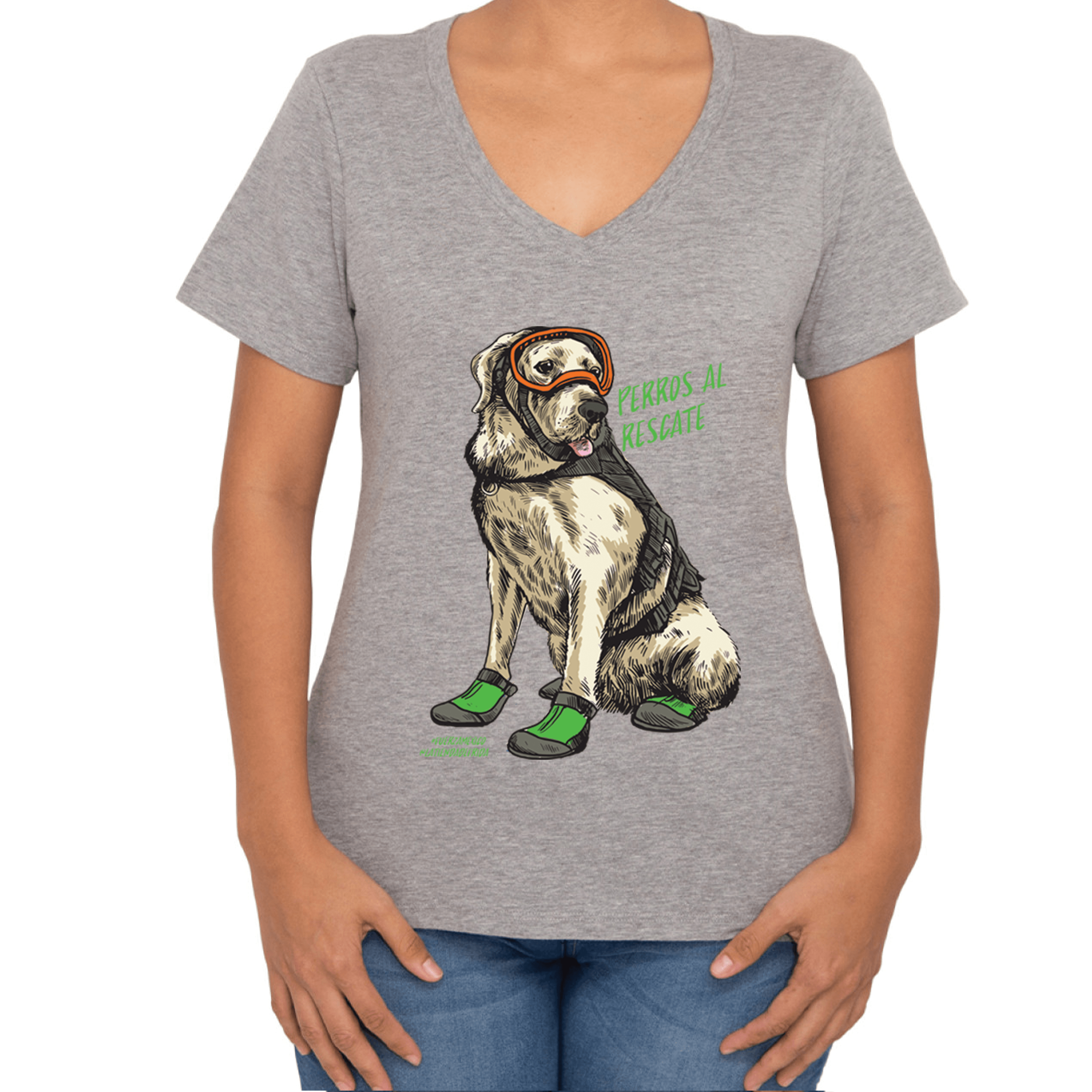 Camiseta Dama para Perros al Rescate: Frida la Labrador en Gris