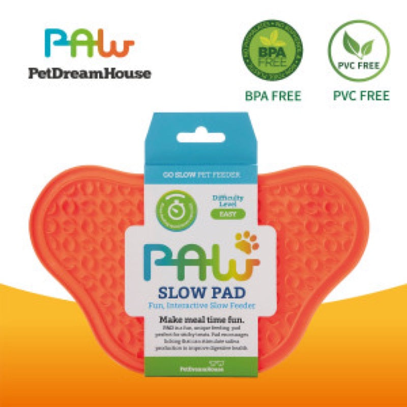 PAW Lick Mat Pad color Naranja con Ventosas de PetDreamHouse