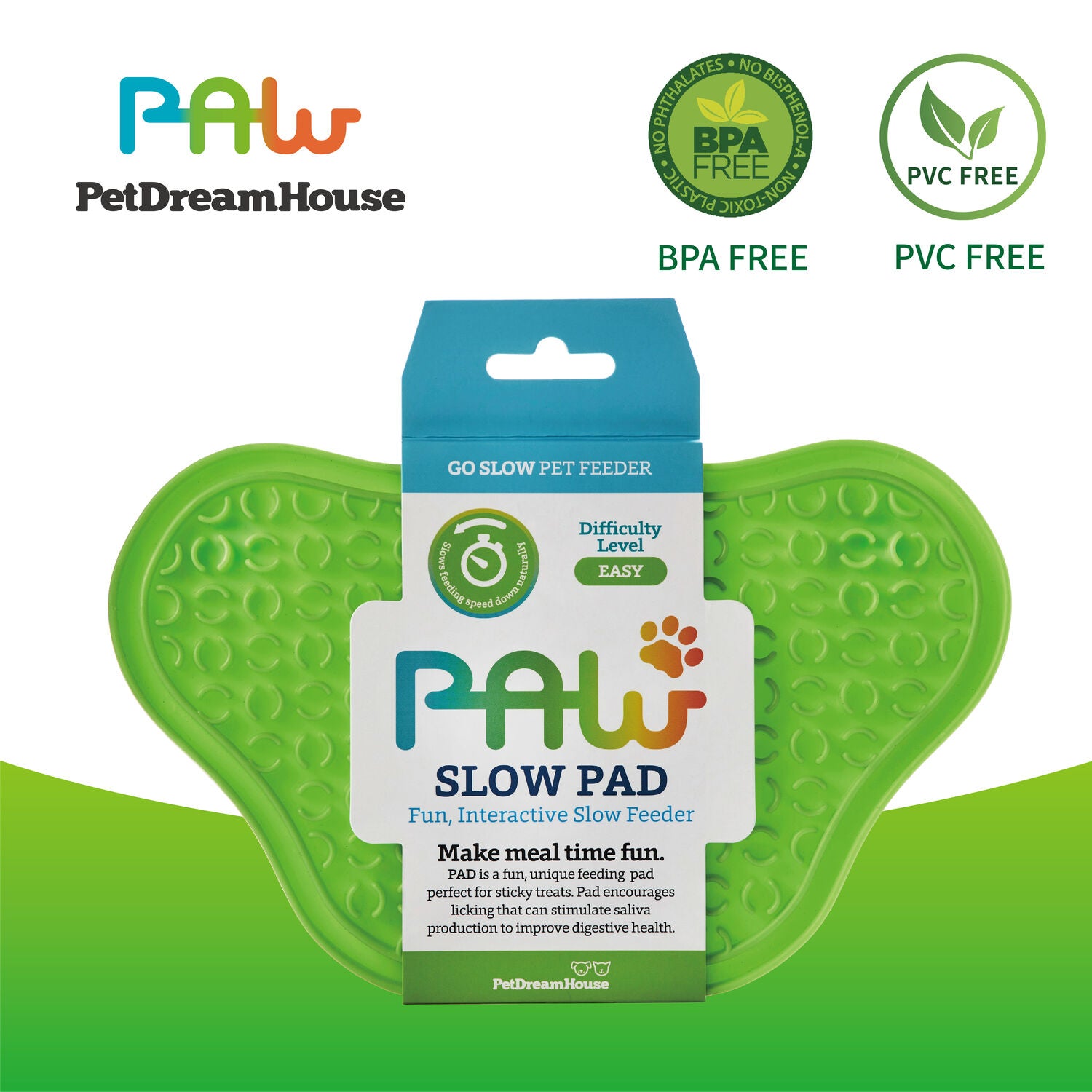PAW Lick Mat Pad color Verde con Ventosas de PetDreamHouse