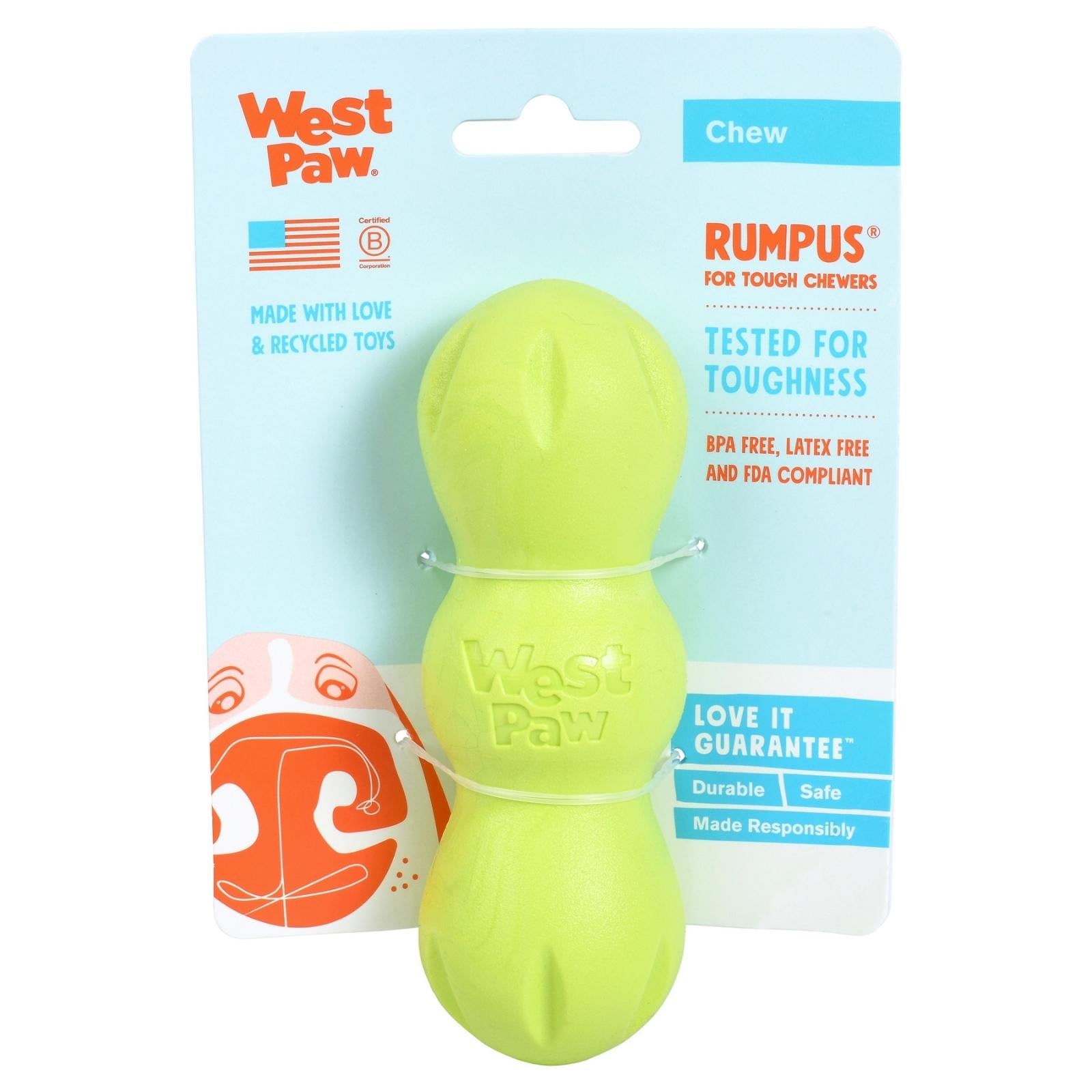 RUMPUS de West Paw® color Verde - Super Resistente Juguete para Perros