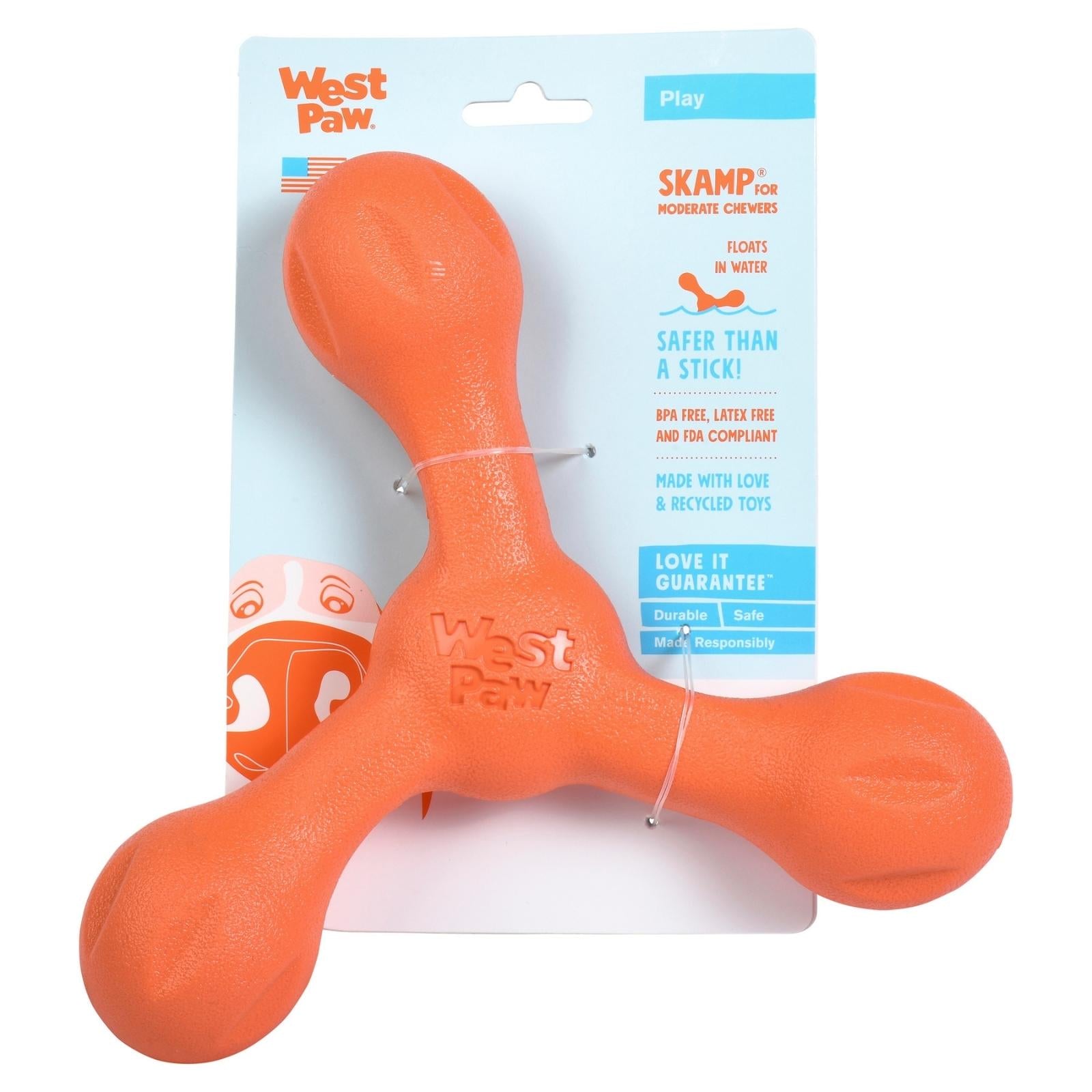 SKAMP de West Paw® color Naranja - Rama Suave de Juguete para Perros
