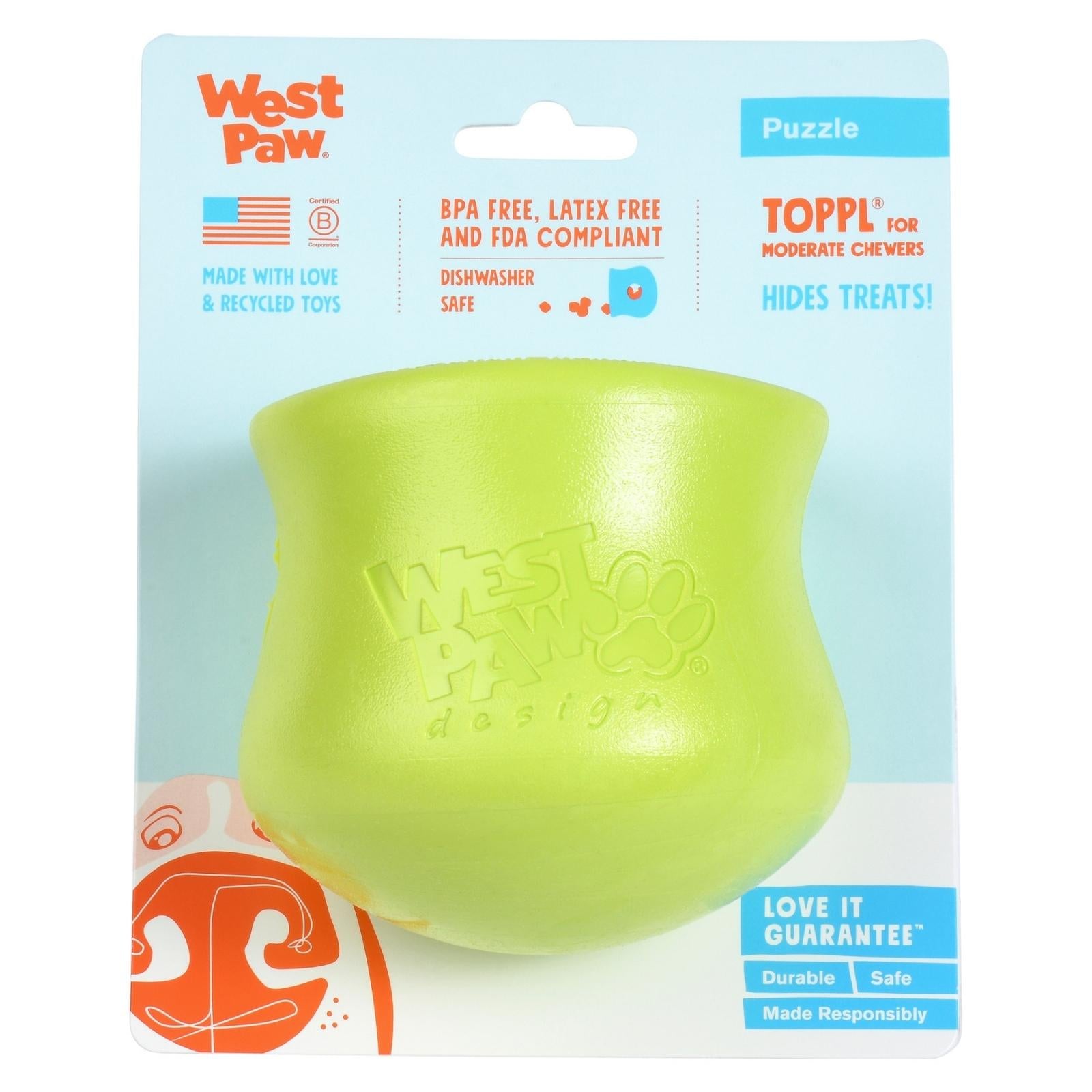 TOPPL de West Paw® color Verde - Juguete Rompecabezas de Premios para Perros