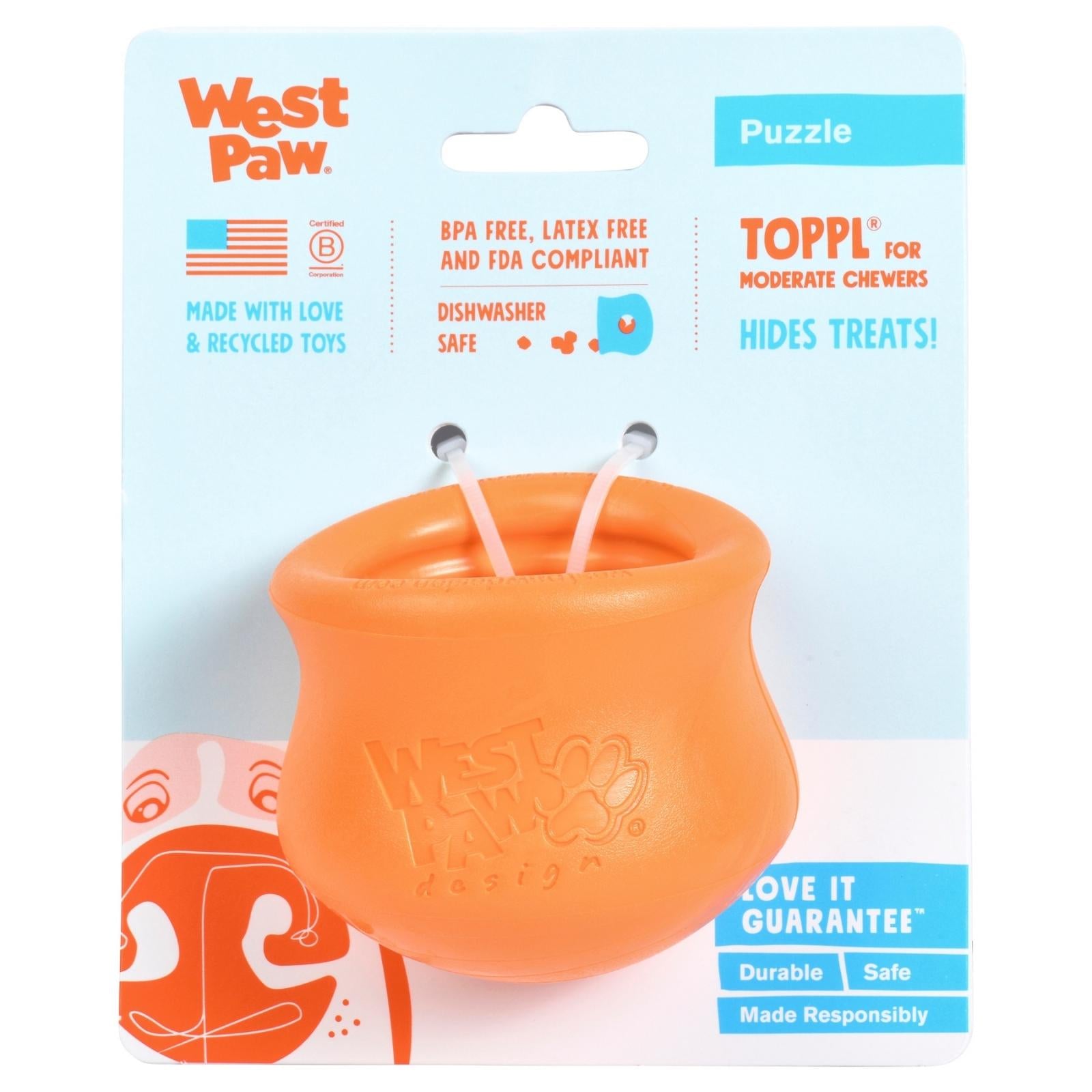 TOPPL de West Paw® color Naranja - Juguete Rompecabezas de Premios para Perros