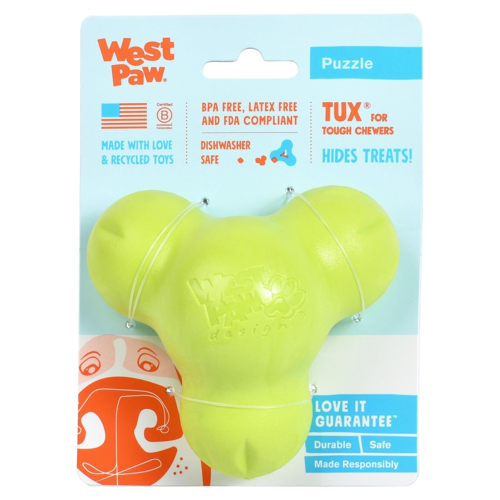 TUX de West Paw® color Verde - Juguete Dispensador de Premios para Perros
