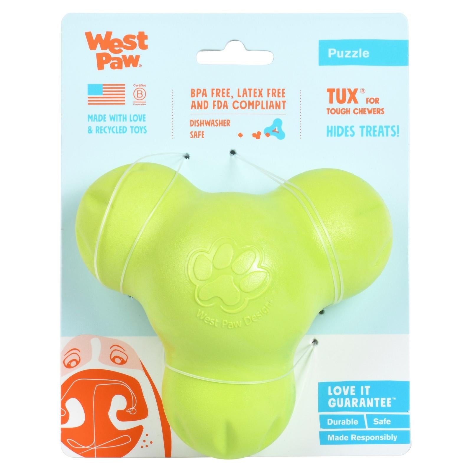 TUX de West Paw® color Verde - Juguete Dispensador de Premios para Perros