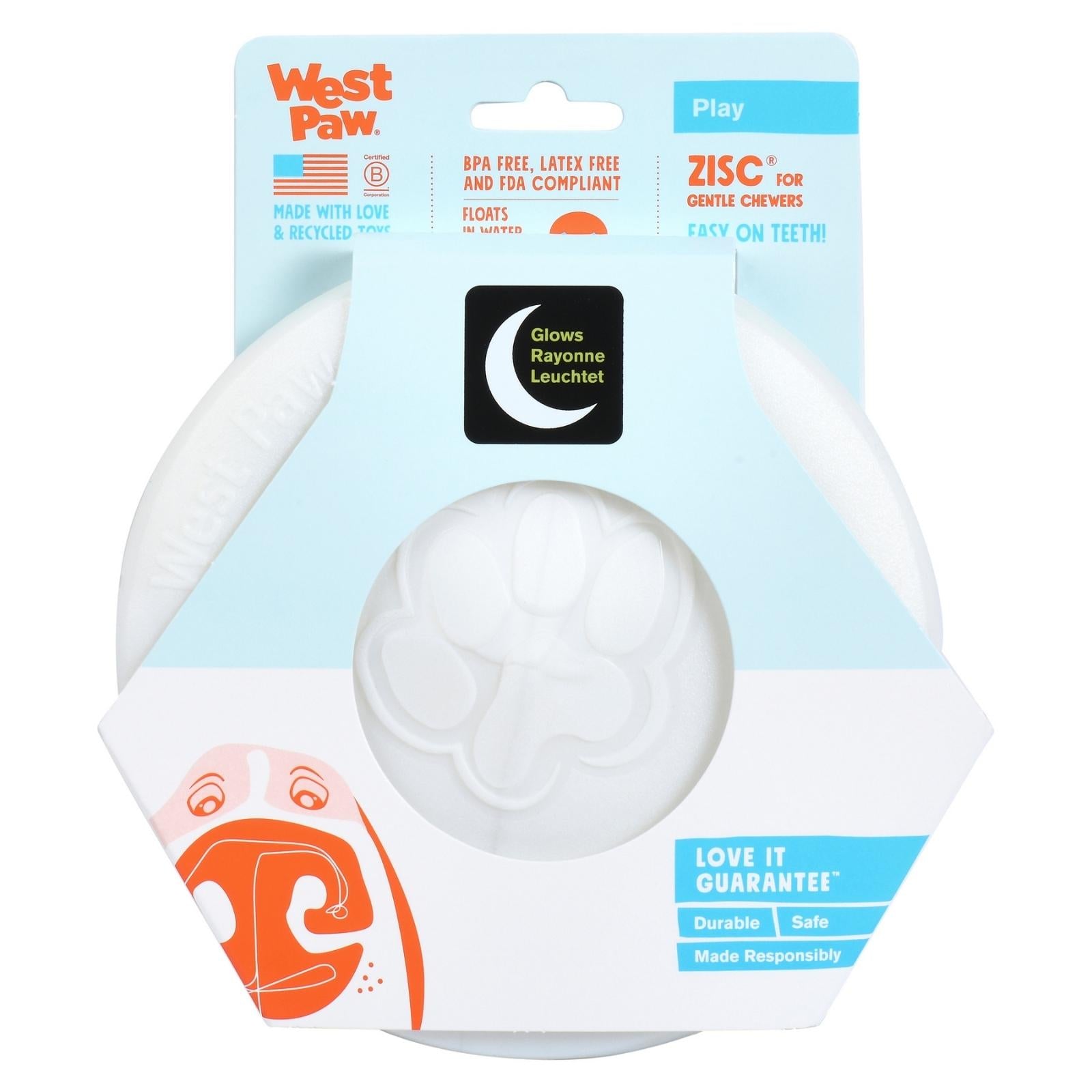 ZISC Disco con Brillo en Obscuridad de West Paw® - Glow Frisbee para Perros