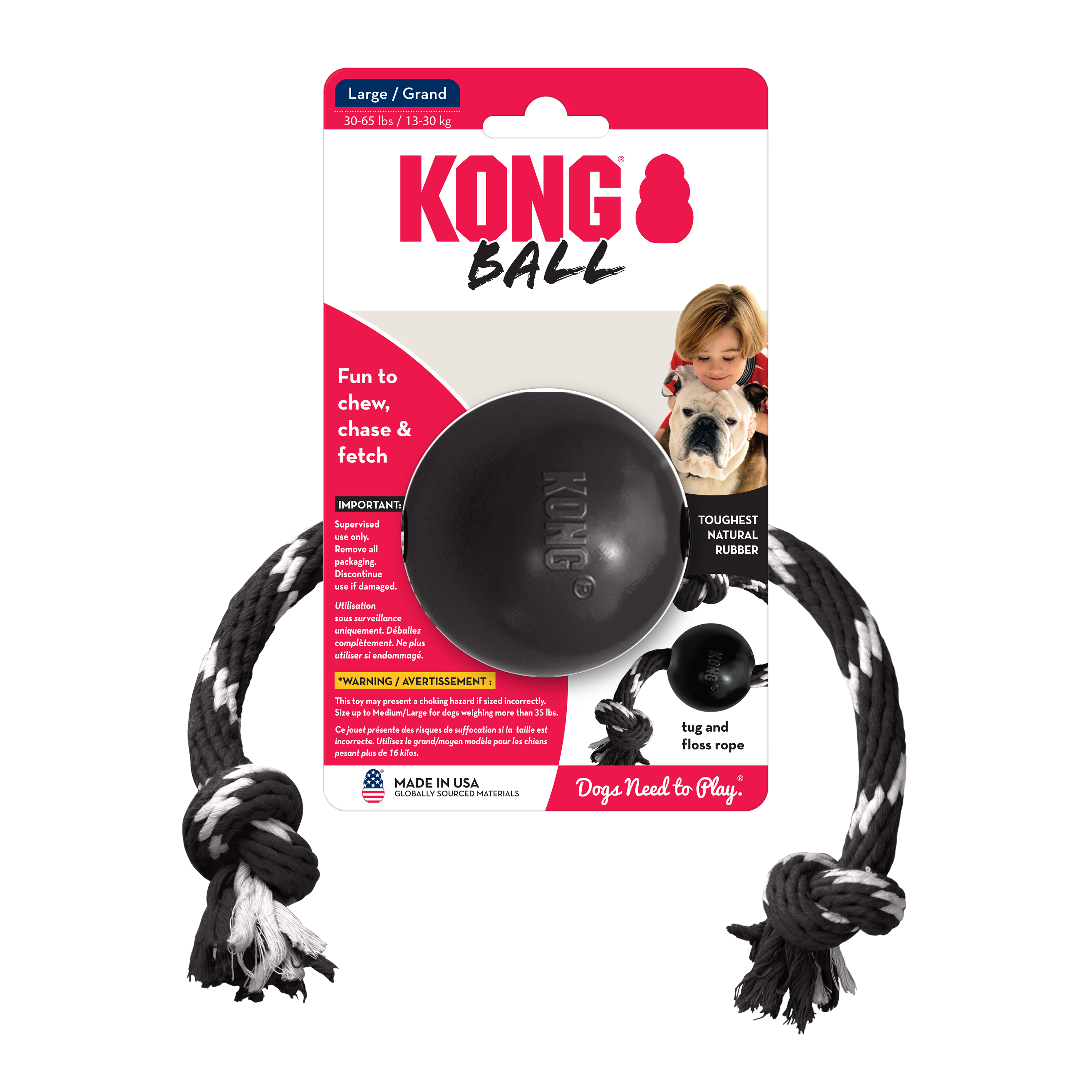 Kong Extreme Ball c/Rope - Pelota Kong Extreme con Cuerda