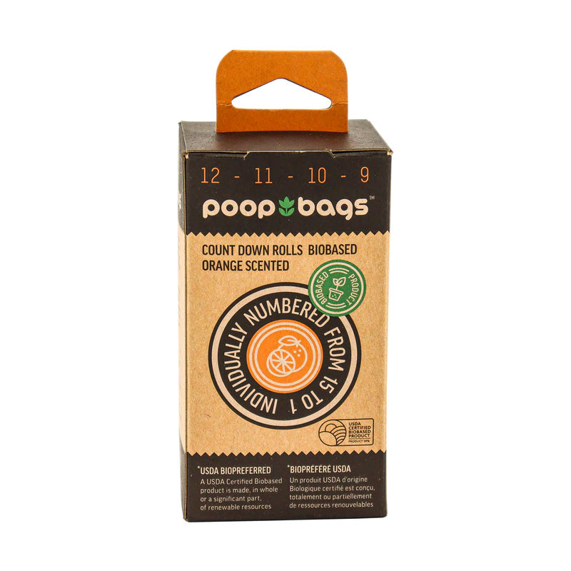 120 Bolsas p/Popo Poop Bags con Esencia a Naranja (8 Rollos con 15 Bolsas)
